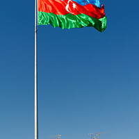 Buy canvas prints of Flag of Azerbaijan with the Flame Towers  by Navin Mistry