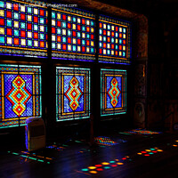 Buy canvas prints of Stained Glass Windows of the Sheki Khan's Palace, Azerbaijan by Navin Mistry