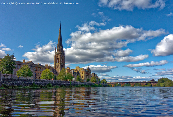 Perth Scotland and the River Tay with St. Matthew's Church Picture Board by Navin Mistry
