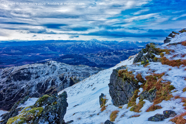 A view from the summit of Ben Ledi, near Callander, Stirlingshire in Winter. Picture Board by Navin Mistry