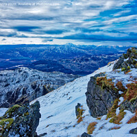 Buy canvas prints of A view from the summit of Ben Ledi, near Callander, Stirlingshire in Winter. by Navin Mistry