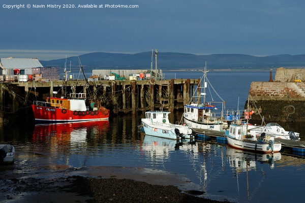 Fishing boats in Cromarty Harbour Picture Board by Navin Mistry