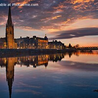 Buy canvas prints of Panoramic image of Perth Scotland and the River Tay seen at dusk  by Navin Mistry