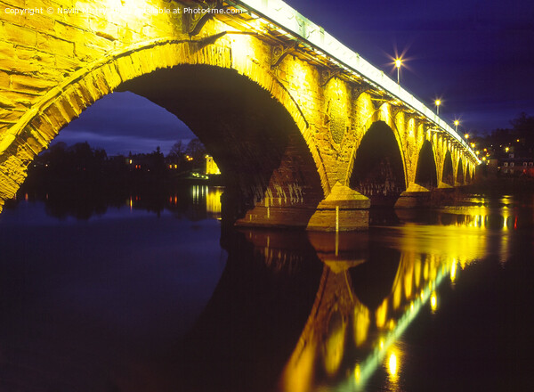 Perth Bridge (or Smeaton's Bridge) lit up at night Picture Board by Navin Mistry
