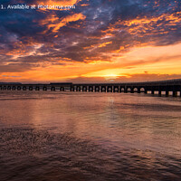 Buy canvas prints of The Tay Bridge Dundee, Scotland at Sunset by Navin Mistry