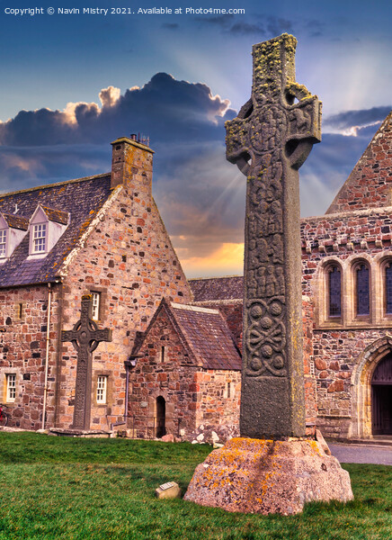 St Martin's Cross, Iona Abbey, Isle of Iona, Scotl Picture Board by Navin Mistry