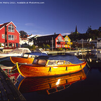 Buy canvas prints of The Harbour, Grimstad, Norway by Navin Mistry