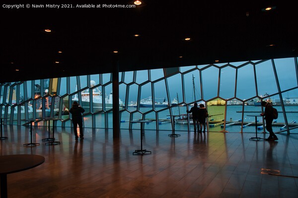 A view from the interior of the Harpa Concert hall, Reykjavik, Iceland  Picture Board by Navin Mistry