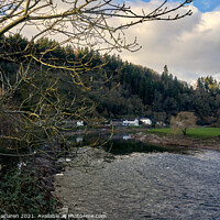 Buy canvas prints of The river Wye and Tintern Village by Gordon Maclaren