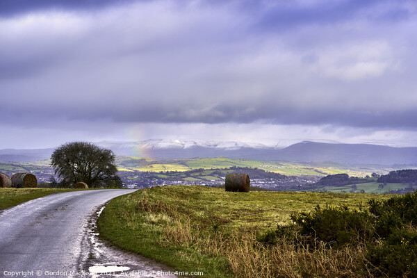 Rainbow over Brecon and the Black Mountains Picture Board by Gordon Maclaren
