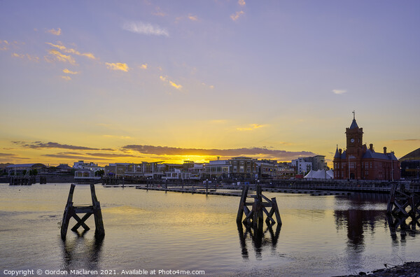 Beautiful Sunset over Cardiff Bay Picture Board by Gordon Maclaren