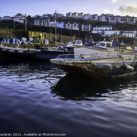 Buy canvas prints of Boats moored in Mevagissey Harbour, Cornwall. by Gordon Maclaren
