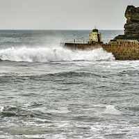 Buy canvas prints of Portreath Harbour Wall, Cornwall by Gordon Maclaren