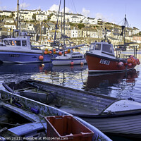 Buy canvas prints of Fishing boats and sailing boats moored in Mevagissey Harbour, Cornwall.  by Gordon Maclaren