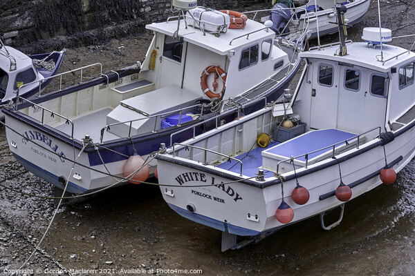 Boats at low tide, Porlock Weir, Somerset Picture Board by Gordon Maclaren