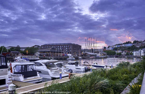 Sunset over Bristol Harbour Picture Board by Gordon Maclaren