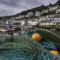 Buy canvas prints of Fishing gear and boats in Polperro Harbour Cornwal by Gordon Maclaren