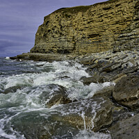 Buy canvas prints of Waves crashing on on the rocks at Southerndown by Gordon Maclaren