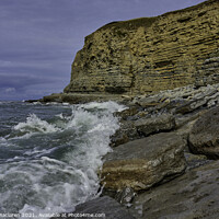 Buy canvas prints of Waves crashing on on the rocks at Southerndown by Gordon Maclaren