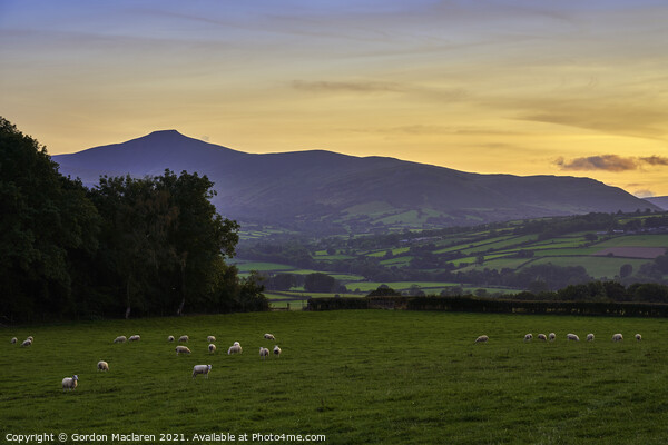 Sunset over Pen y Fan and Corn Du Brecon Beacons Picture Board by Gordon Maclaren