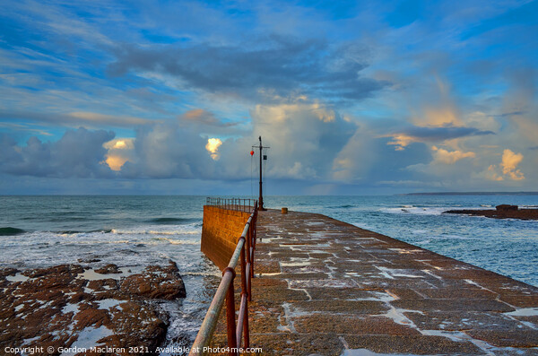 Sunrise over the Celtic Sea from Porthleven Cornwall Picture Board by Gordon Maclaren