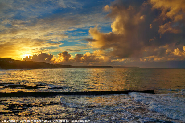 Awesome sunrise over Porthleven, Cornwall Picture Board by Gordon Maclaren
