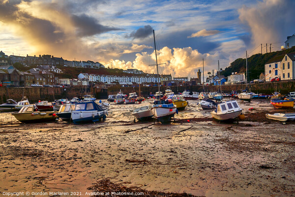 Boats moored in Porthleven Harbour, Cornwall   Picture Board by Gordon Maclaren
