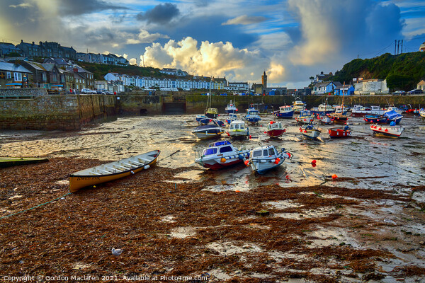 Boats moored in Porthleven Harbour, Cornwall   Picture Board by Gordon Maclaren