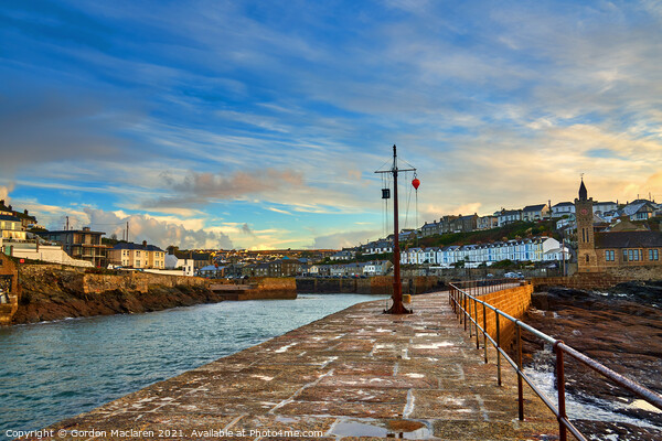 Porthleven Harbour Cornwall at sunrise Picture Board by Gordon Maclaren