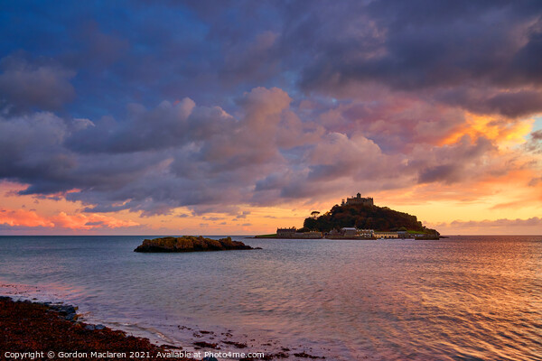 Beautiful Winter Sunset over St Michael's Mount Picture Board by Gordon Maclaren