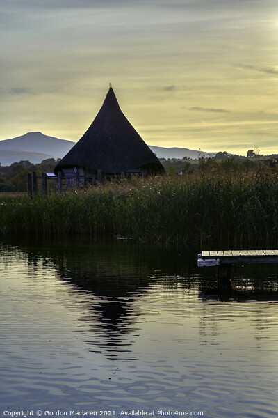 Sunset over the Crannog, Llangorse Lake Picture Board by Gordon Maclaren