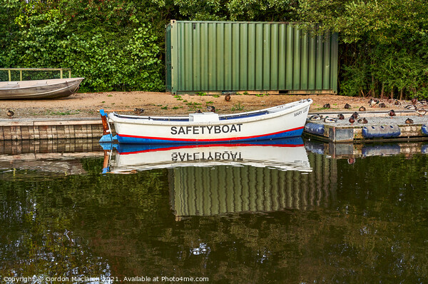 Safety Boat Llangorse Lake Brecon Beacons Picture Board by Gordon Maclaren