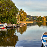 Buy canvas prints of Boats moored in Llangorse Lake Brecon Beacons by Gordon Maclaren