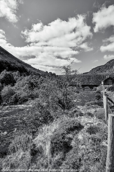 Caban Coch Dam, Elan Valley, Black & White Picture Board by Gordon Maclaren