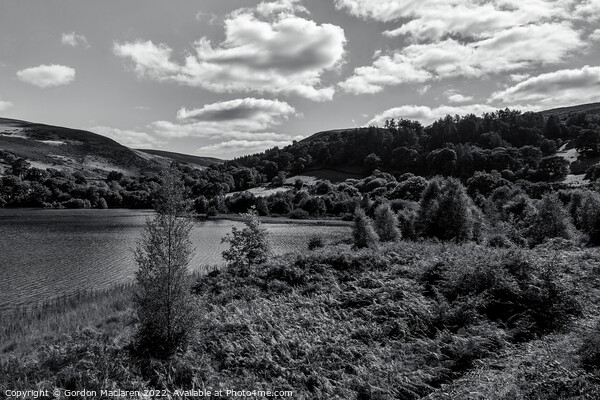 Garreg Ddu reservoir, Black and White Picture Board by Gordon Maclaren