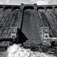 Buy canvas prints of The Claerwen Dam, Elan Valley, monochrome by Gordon Maclaren