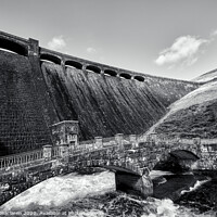 Buy canvas prints of The Claerwen Dam, Elan Valley, in monochrome by Gordon Maclaren