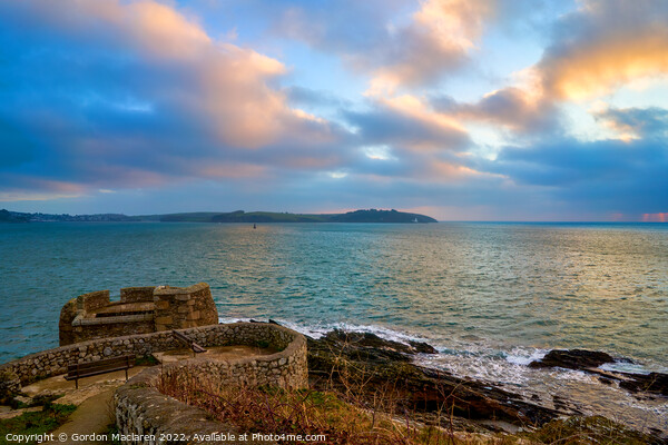 Winter sunrise over Falmouth Bay and Pendennis, Cornwall Picture Board by Gordon Maclaren