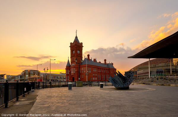 Sunset over the Pierhead Building, Cardiff Bay Picture Board by Gordon Maclaren