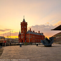 Buy canvas prints of Sunset over the Pierhead Building, Cardiff Bay by Gordon Maclaren