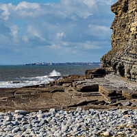 Buy canvas prints of Looking out to Porthcawl from Dunraven Bay by Gordon Maclaren