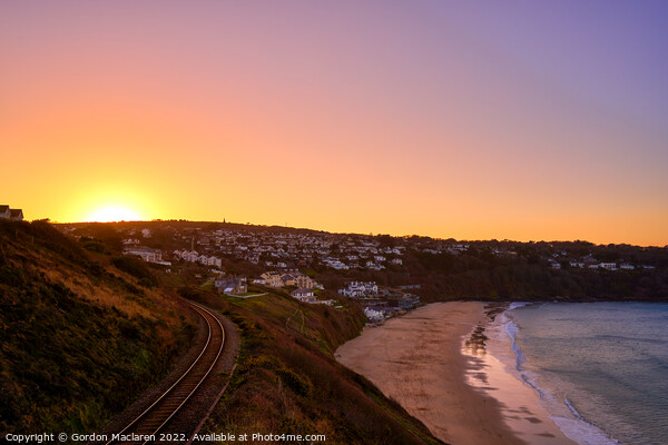 Sunrise over Carbis Bay, St. Ives, Cornwall Picture Board by Gordon Maclaren