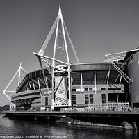 Buy canvas prints of Principality Stadium, Cardiff, in Black + White by Gordon Maclaren