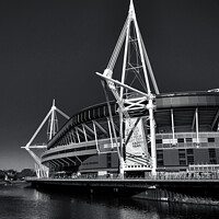 Buy canvas prints of Match Day, Principality Stadium, Cardiff, in Black + White by Gordon Maclaren