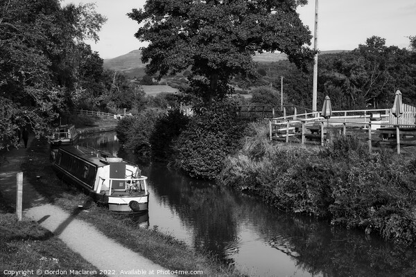 The Brecon and Monmouthshire Canal, Llangynidr, Monochrome Picture Board by Gordon Maclaren