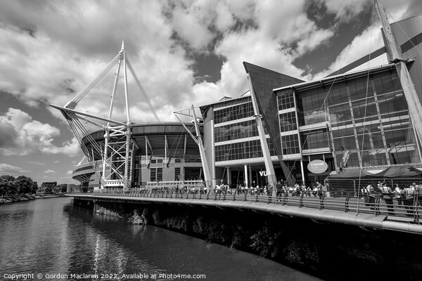 Principality Stadium, Cardiff, Wales Monochrome  Picture Board by Gordon Maclaren