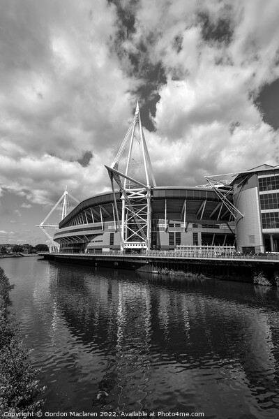 Principality Stadium, Cardiff, Wales Monochrome   Picture Board by Gordon Maclaren