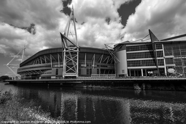 Principality Stadium, Cardiff, Wales Monochrome Picture Board by Gordon Maclaren