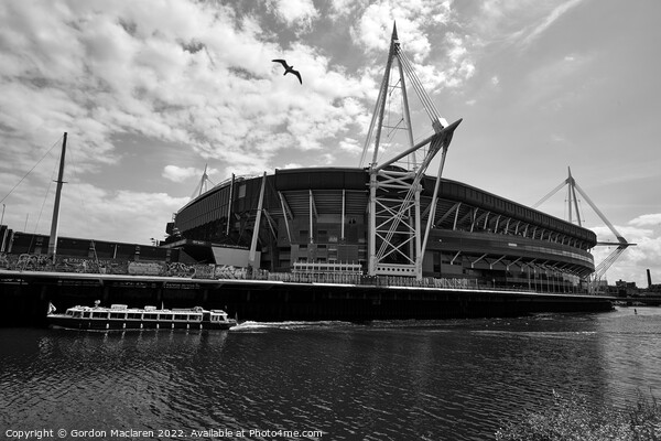 Principality Stadium, Cardiff, Monochrome  Picture Board by Gordon Maclaren