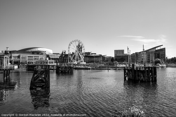 Cardiff Bay, South Wales in Black and White Picture Board by Gordon Maclaren